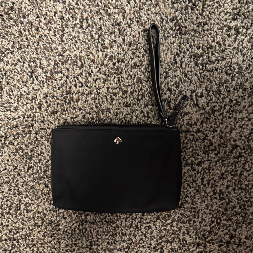 kate spade Black Zip Wristlet with Gold Spade Accent
